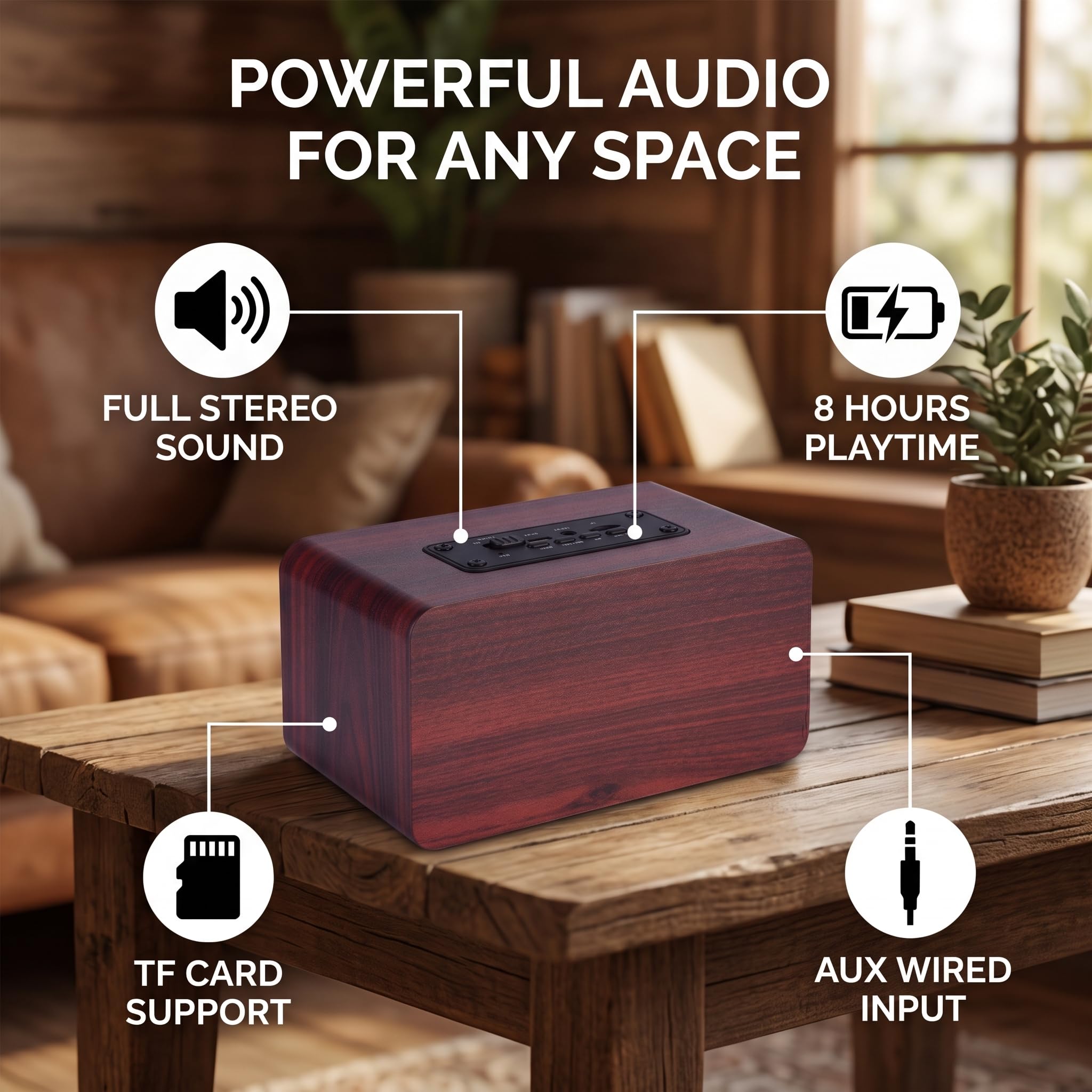 Amazon.com: Zerone Wood Bluetooth Speaker, 6W Portable Wireless